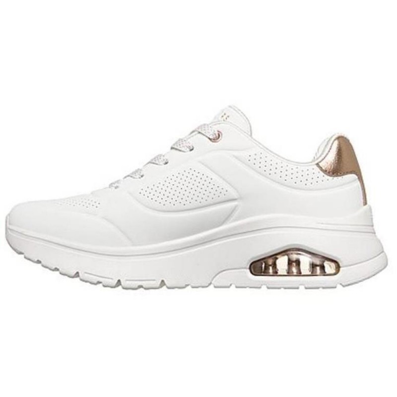 Skechers Durabuck with Metallic Heel Lace Up Fashion Sneaker (177799 WHT)