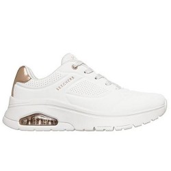 Skechers Durabuck with Metallic Heel Lace Up Fashion Sneaker (177799 WHT)