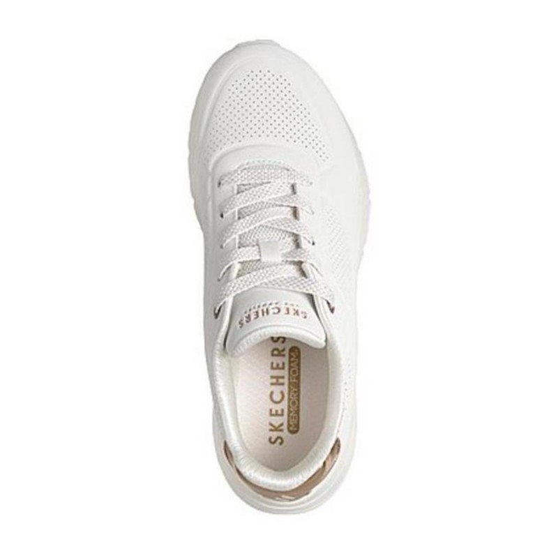 Skechers Durabuck with Metallic Heel Lace Up Fashion Sneaker (177799 WHT)