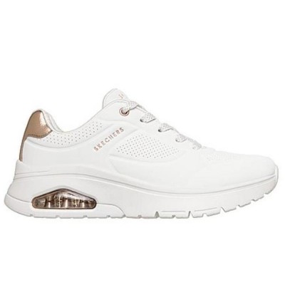 Skechers Durabuck with Metallic Heel Lace Up Fashion Sneaker (177799 WHT)