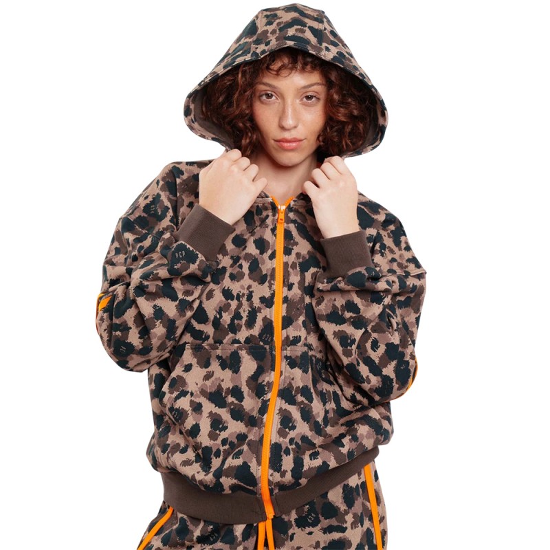 PCP Leopard Zipped Hoodie ΖΑΚΕΤΑ ΦΟΥΤΕΡ (2026W300000 Brown)