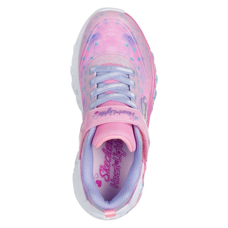 Skechers Lighted Satin Gore & Strap W/ Sparkle Mesh & Glitter Overlays (302696L LVMT)