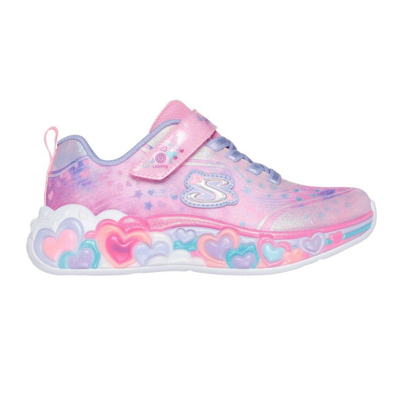 Skechers Lighted Satin Gore & Strap W/ Sparkle Mesh & Glitter Overlays (302696L LVMT)