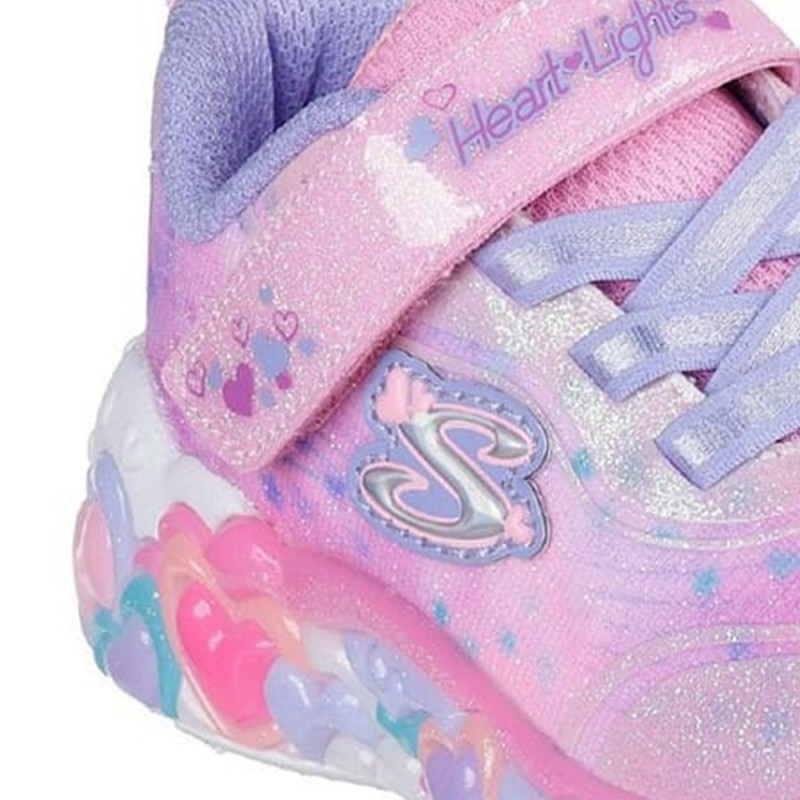 Skechers Lighted Satin Gore & Strap W/ Sparkle Mesh & Glitter Overlays (302696N LPMT)