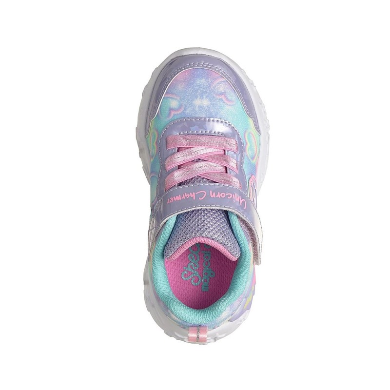 Skechers Lighted Unicorn Gore & Strap W/ Multi Heart Print Upper (303064N LVMT)
