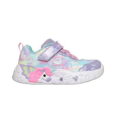 Skechers Lighted Unicorn Gore & Strap W/ Multi Heart Print Upper (303064N LVMT) Skechers Lighted Unicorn Gore & Strap W/ Multi Heart Print Upper (303064N LVMT)