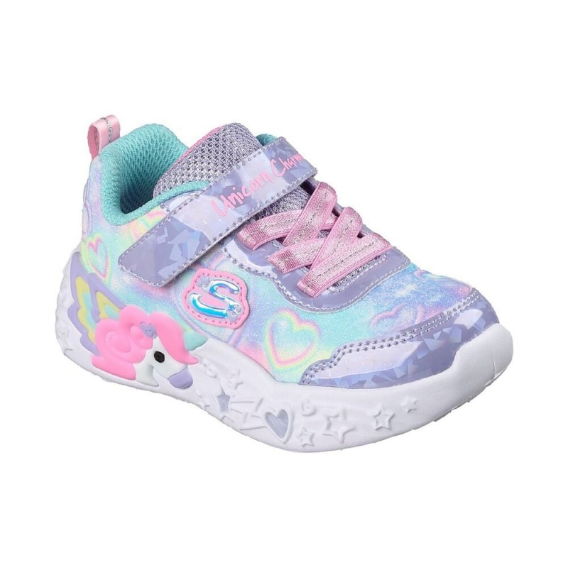 Skechers Lighted Unicorn Gore & Strap W/ Multi Heart Print Upper (303064N LVMT)