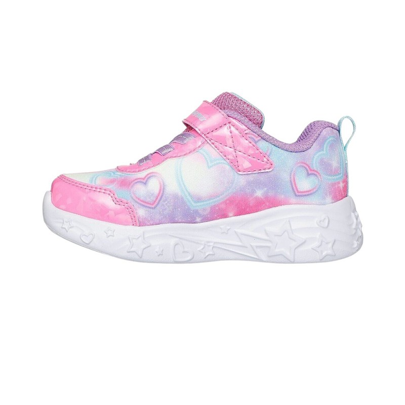 Skechers Lighted Unicorn Gore & Strap W/ Multi Heart Print Upper (303064N PKMT)