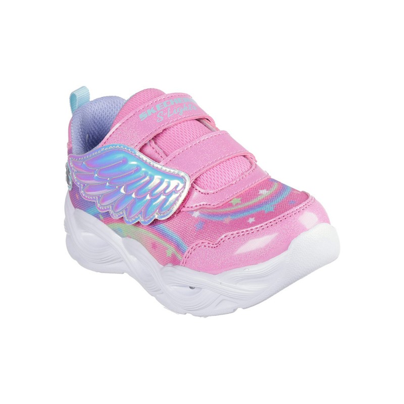 Skechers Lighted Wing U Strap W/ Sparkle Rainbow Mesh Upper (303718N PKMT)