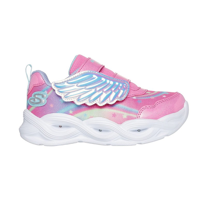 Skechers Lighted Wing U Strap W/ Sparkle Rainbow Mesh Upper (303718N PKMT)
