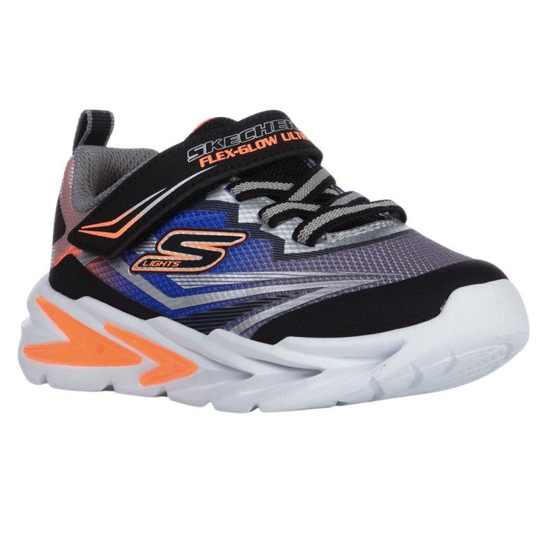 Skechers Lighted Gore & Strap Sneaker W/ Midsole Techpiece (400139N BKSL)