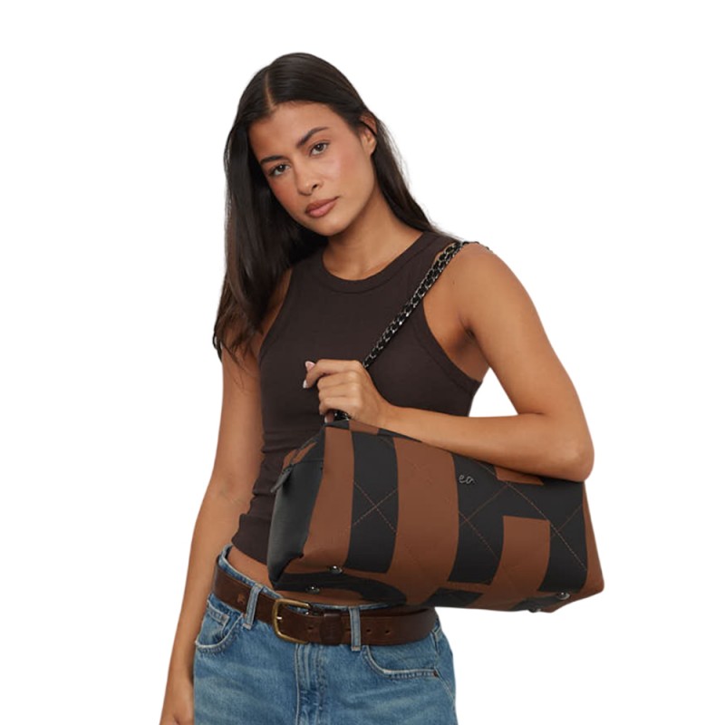 Elena Athanasiou Chain Silhouette Large EA Logo (EA-165 Brown)