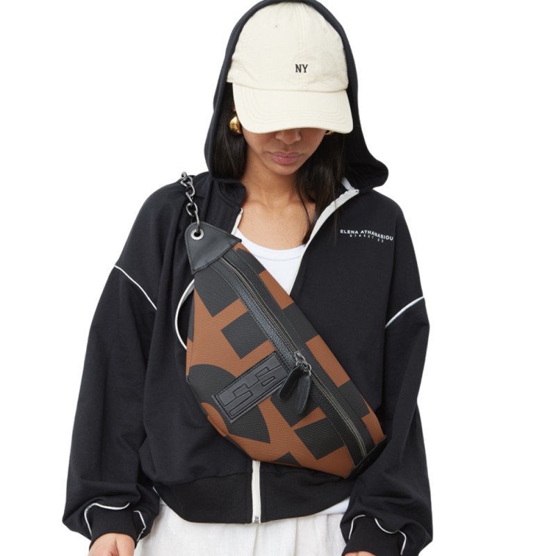 Elena Athanasiou Body Bag EA Logo Small Τσάντα Χιαστί (EA-171 Brown)