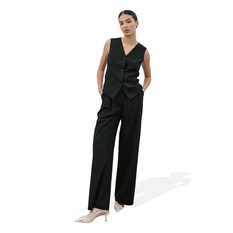 4Tailors The Sweet Heat Wide Leg Pants (FW25-121 BLACK)