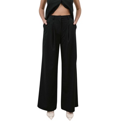 4Tailors The Sweet Heat Wide Leg Pants (FW25-121 BLACK)