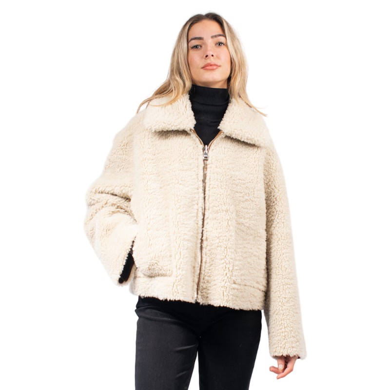 Jakke VERA SHEARLING AVIATOR (J2200C4 TAN AND CREAM)