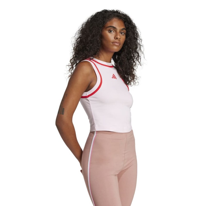 Adidas Essentials Color-Pop Cotton Crop Tank Top - Pink (JD5554)