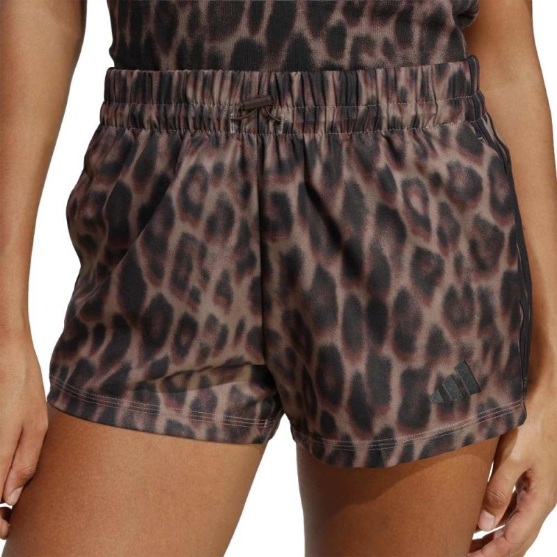 Adidas Seasonal Essentials Leopard Print Woven Shorts with 3-Stripes (JZ0199)
