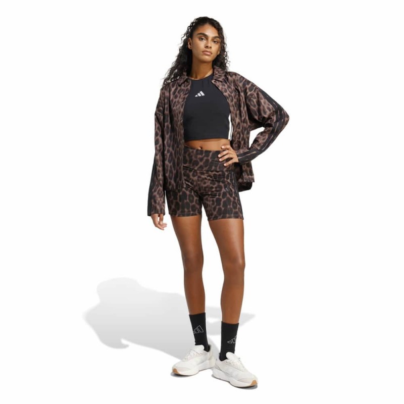Adida Seasonal Essentials Leopard Print Biker Shorts with 3-Stripes (JZ0201)