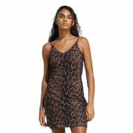Adidas Seasonal Essentials Leopard Print Mini-Dress with 3-Stripes (JZ0204)
