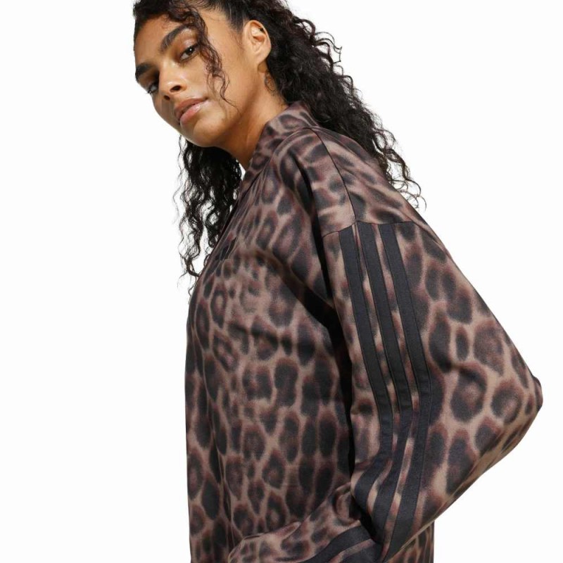 Adidas Seasonal Essentials Leopard Print Woven Overshirt with 3-Stripes (JZ0297)