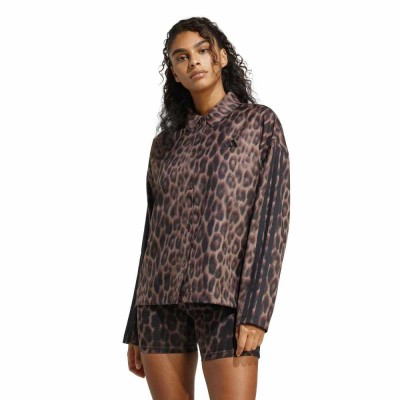 Adidas Seasonal Essentials Leopard Print Woven Overshirt with 3-Stripes (JZ0297)