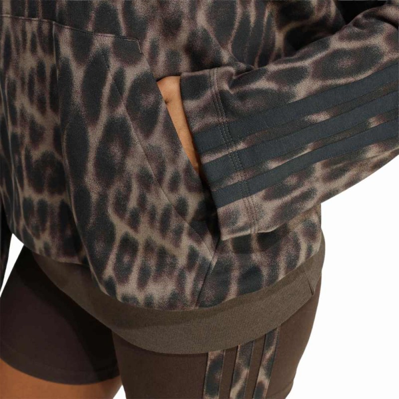 Adidas Seasonal Essentials Leopard Print French Terry Hoodie with 3-Stripes (KH0293)