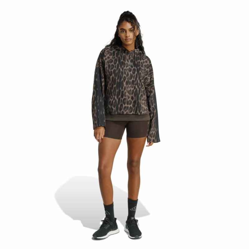 Adidas Seasonal Essentials Leopard Print French Terry Hoodie with 3-Stripes (KH0293)