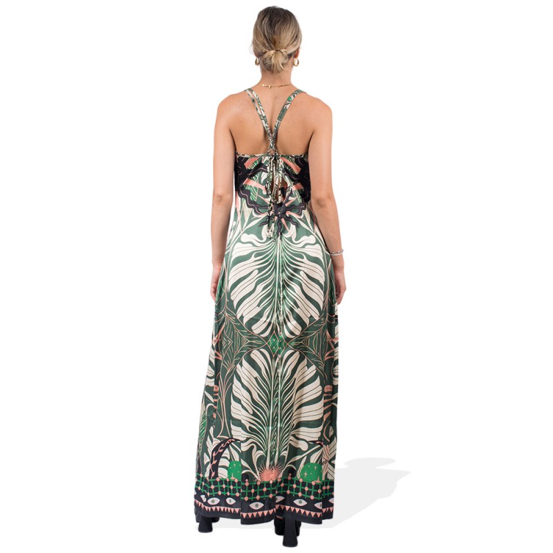 Peace and Chaos FOLIAGE SILKY DRAPE MAXI DRESS (S24950 TYPOS)