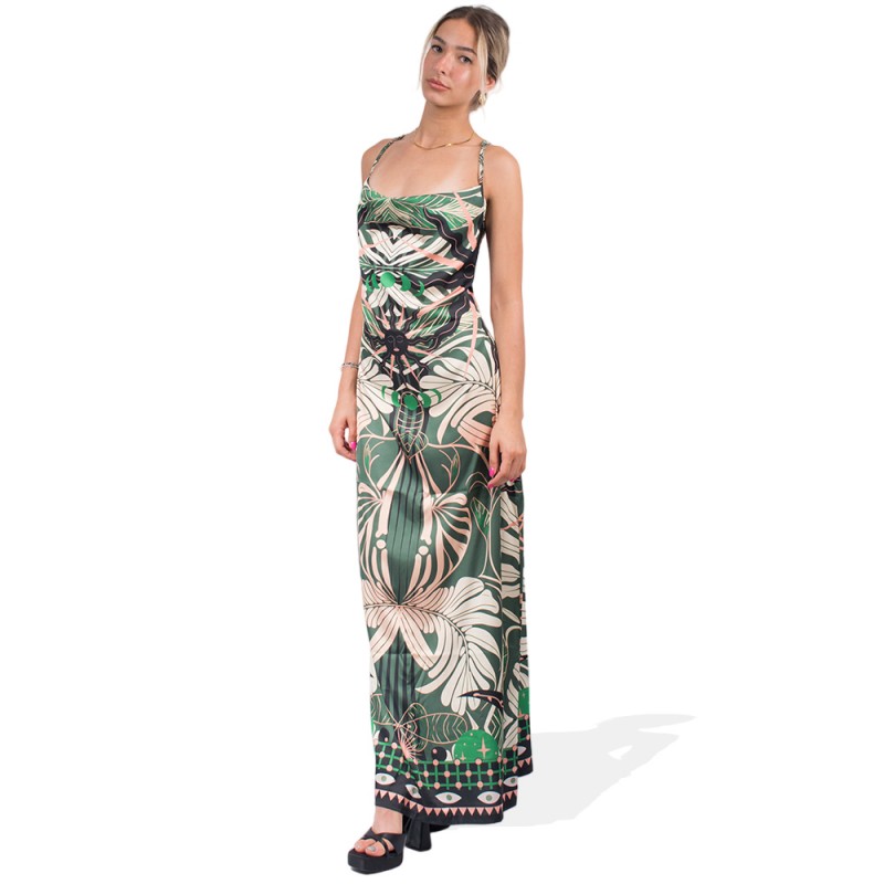 Peace and Chaos FOLIAGE SILKY DRAPE MAXI DRESS (S24950 TYPOS)