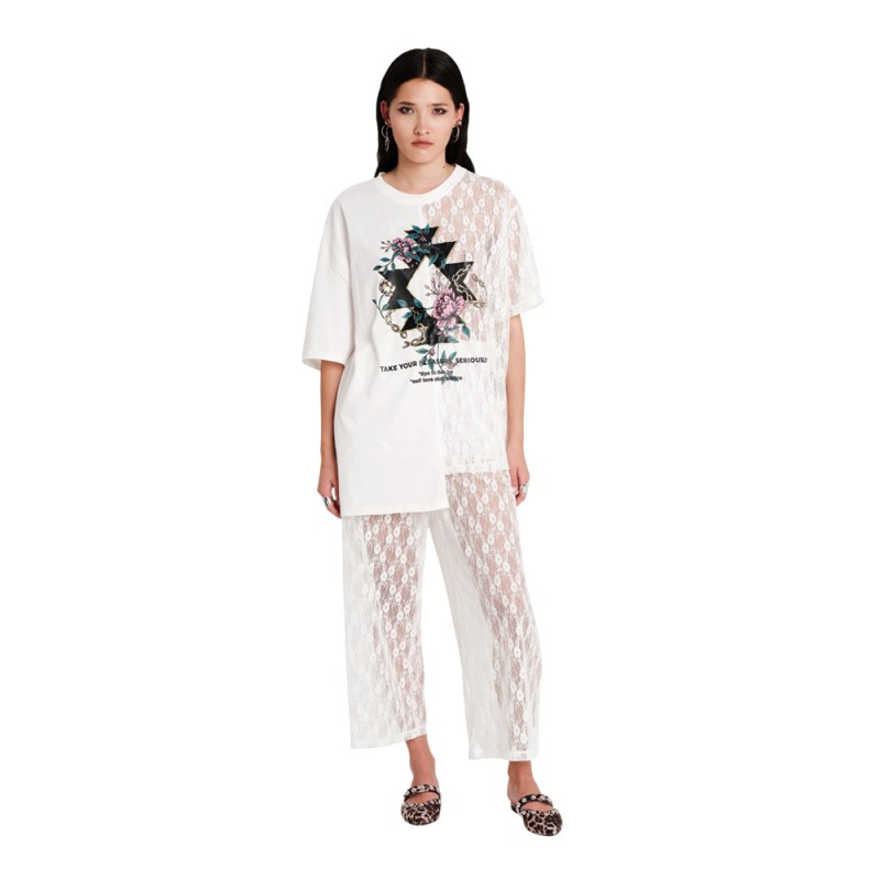 Peace and Chaos NATURALISTIC T-SHIRT - Cotton & Lace (S26204 WHITE)