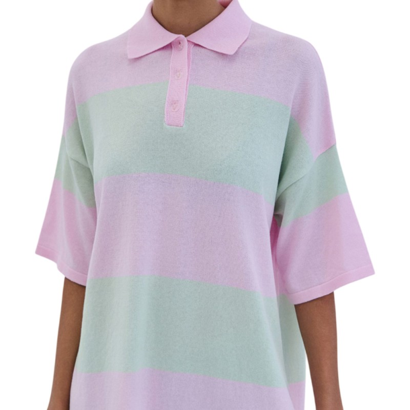Combos BLOUSE POLO TWO-TONE (S6THBP0008 BABY PINK)