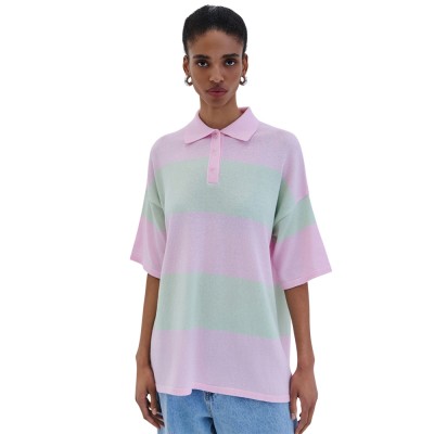 Combos BLOUSE POLO TWO-TONE (S6THBP0008 BABY PINK)