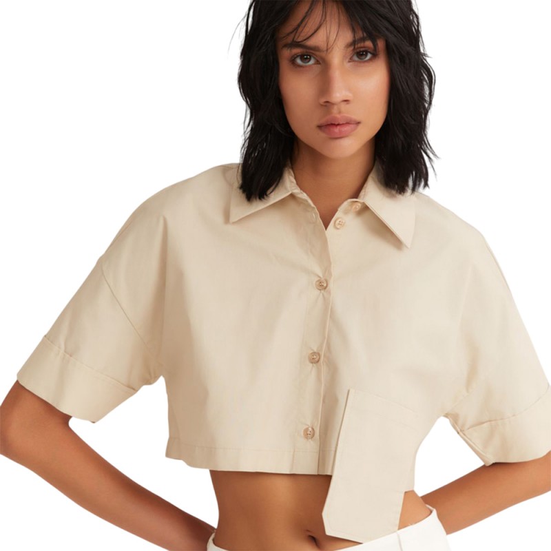 4Tailors The Parfait Cropped Shirt (SS25-074 BEIGE)