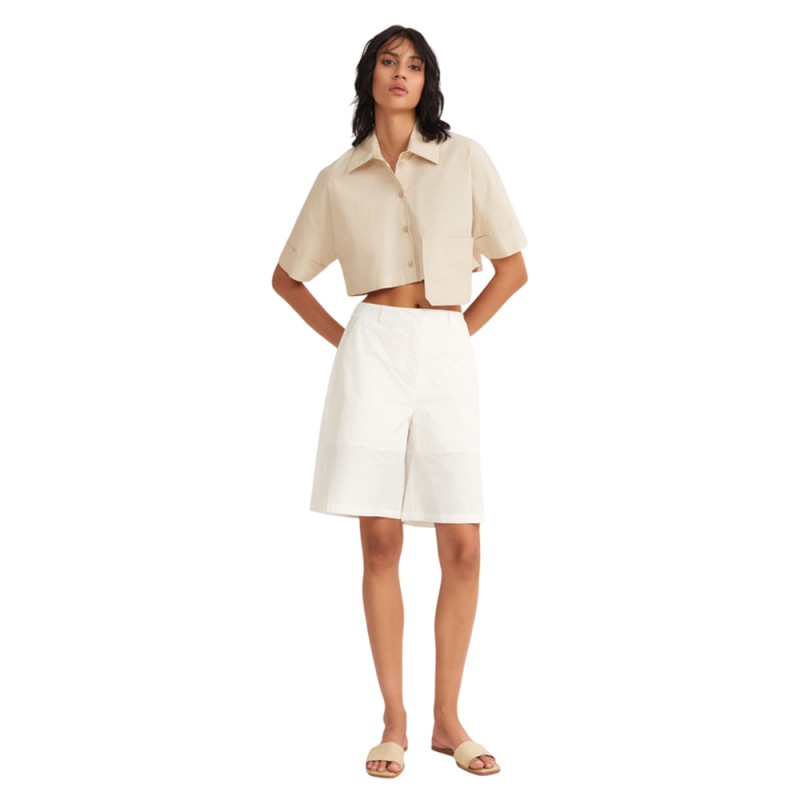 4Tailors The Parfait Cropped Shirt (SS25-074 BEIGE)