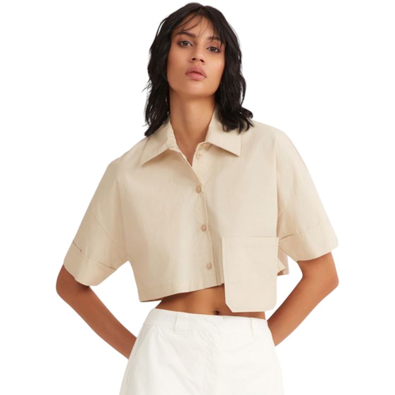 4Tailors The Parfait Cropped Shirt (SS25-074 BEIGE)