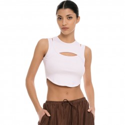 4Tailors Afterring Asymmetrical Crop Top (SS26-241 WHITE)