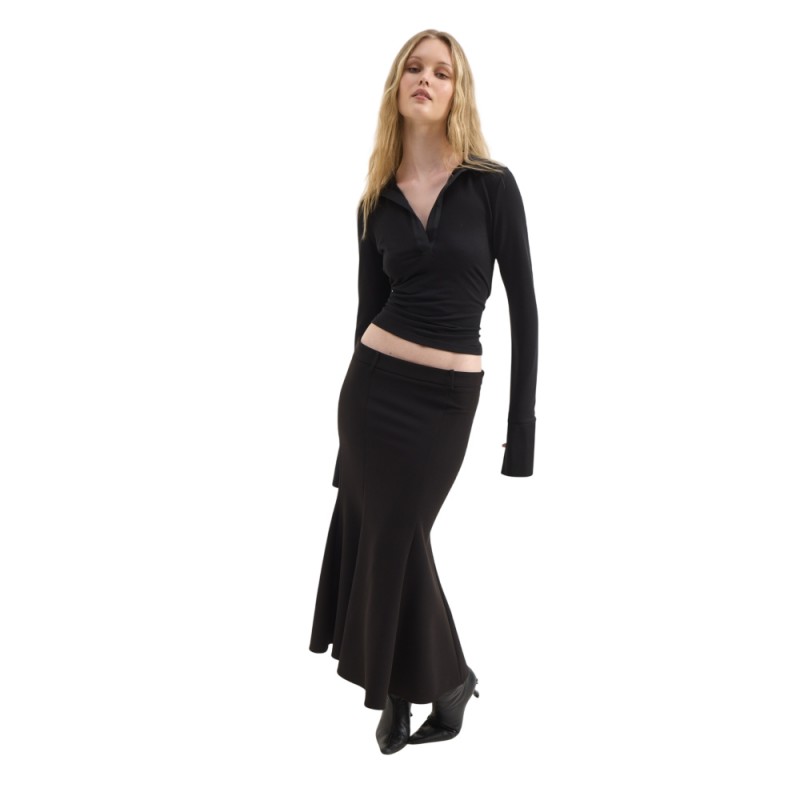 Sun Set Go ROSE MIDI SKIRT (SSGFW26005 Black)