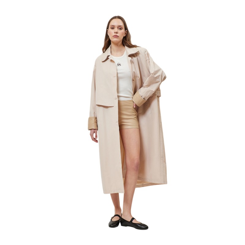 Sun Set Go MATHIEW MONOCHROME TRENCH COAT (SSGSU25001 Beige)