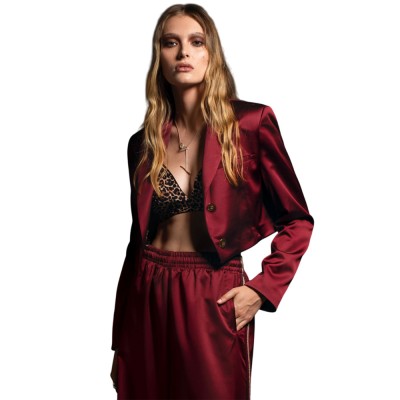 Peace and Chaos SLEEK CROP BLAZER (W24812 BORDEAUX)