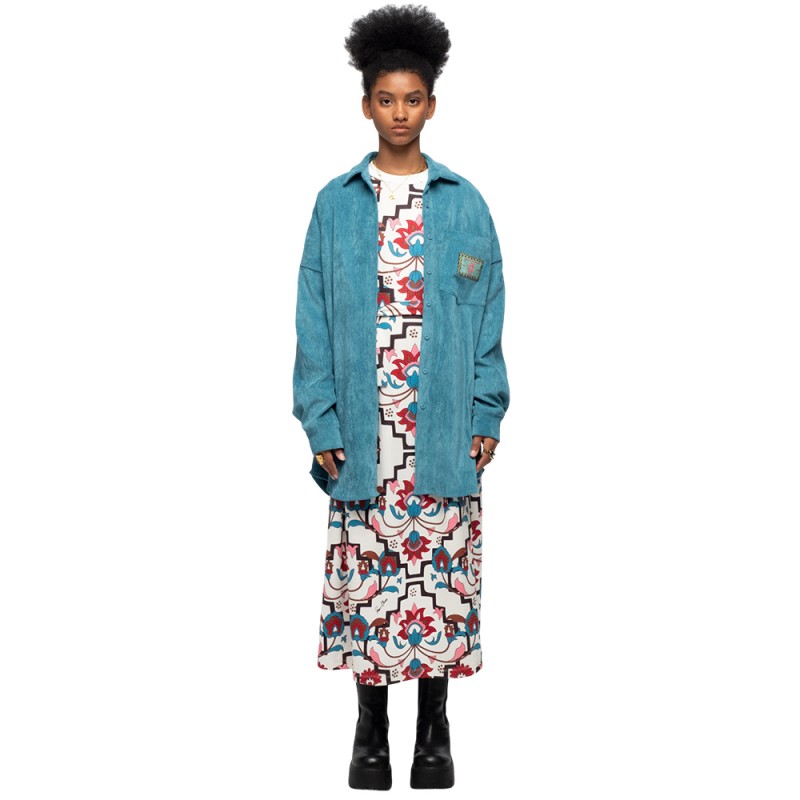 Peace and Chaos WILLOW SHIRT - Corduroy (W25215C TEAL)