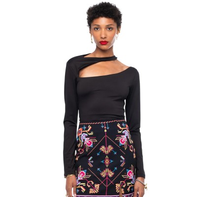Peace and Chaos OBLIQUE TOP (W26211 BLACK)