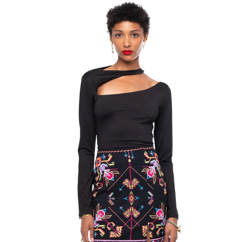 Peace and Chaos OBLIQUE TOP (W26211 BLACK)