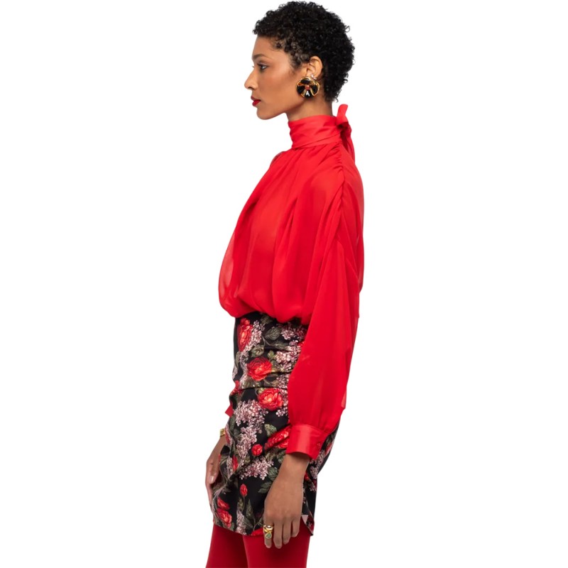 Peace and Chaos SHEER BLOUSE (W26221A RED)