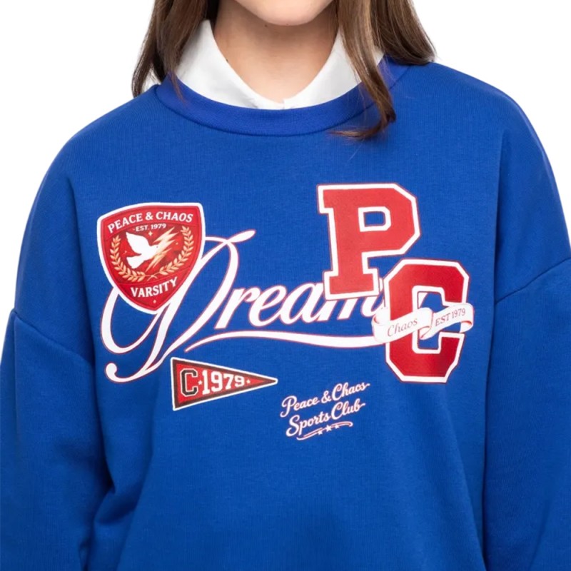 Peace and Chaos VARSITY SWEATER (W26238 BLUE)