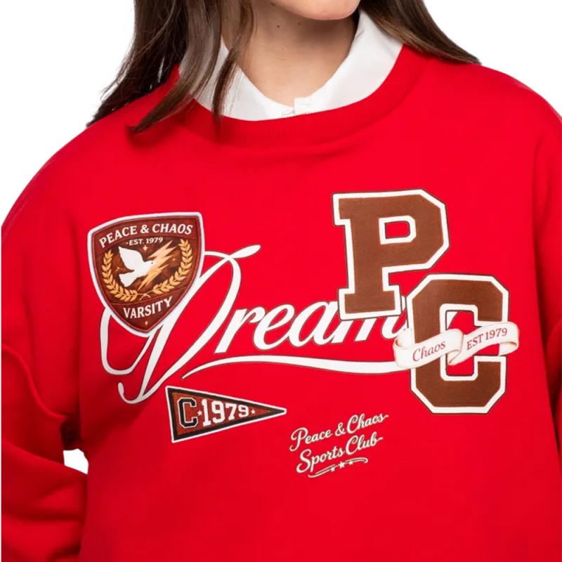 Peace and Chaos VARSITY SWEATER (W26238 RED)
