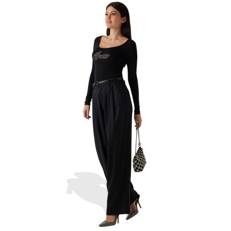 Guess SANCHA WIDE LEG PANT ΠΑΝΤΕΛΟΝΙ (W5RB68WGXM2 JBLK)